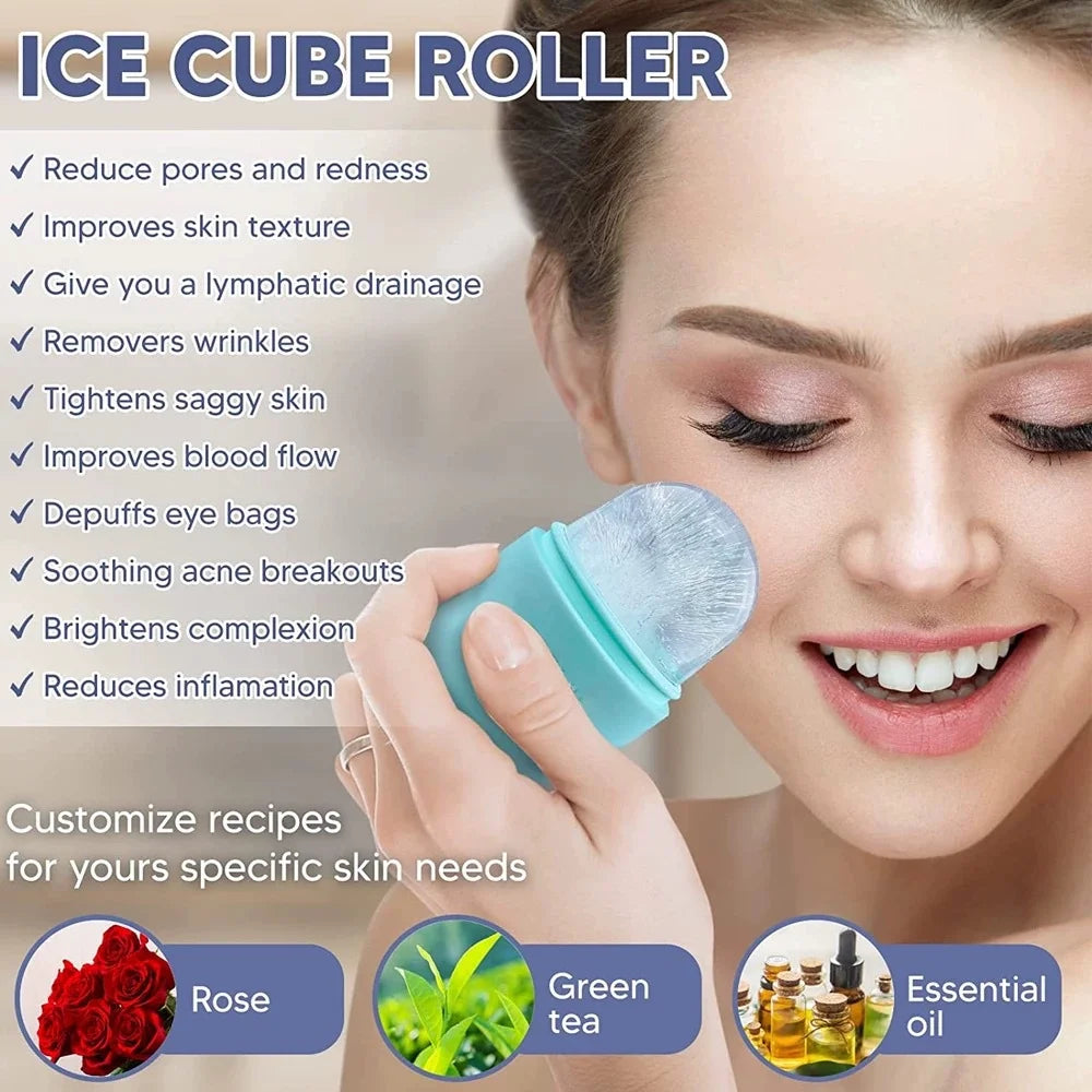 Silicone Ice Roller Tray Mold Face Beauty Lifting Ice Face Tool Contouring Eye Skin Massager Roller Ball Care