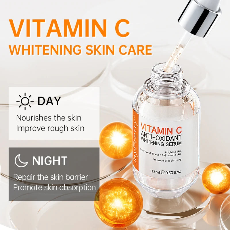 JoyPretty Vitamin C for Face Cream Whitening Dark Spots Removal Shrink Pore Serum Moisturizing Lighten Facial Skin Care Products