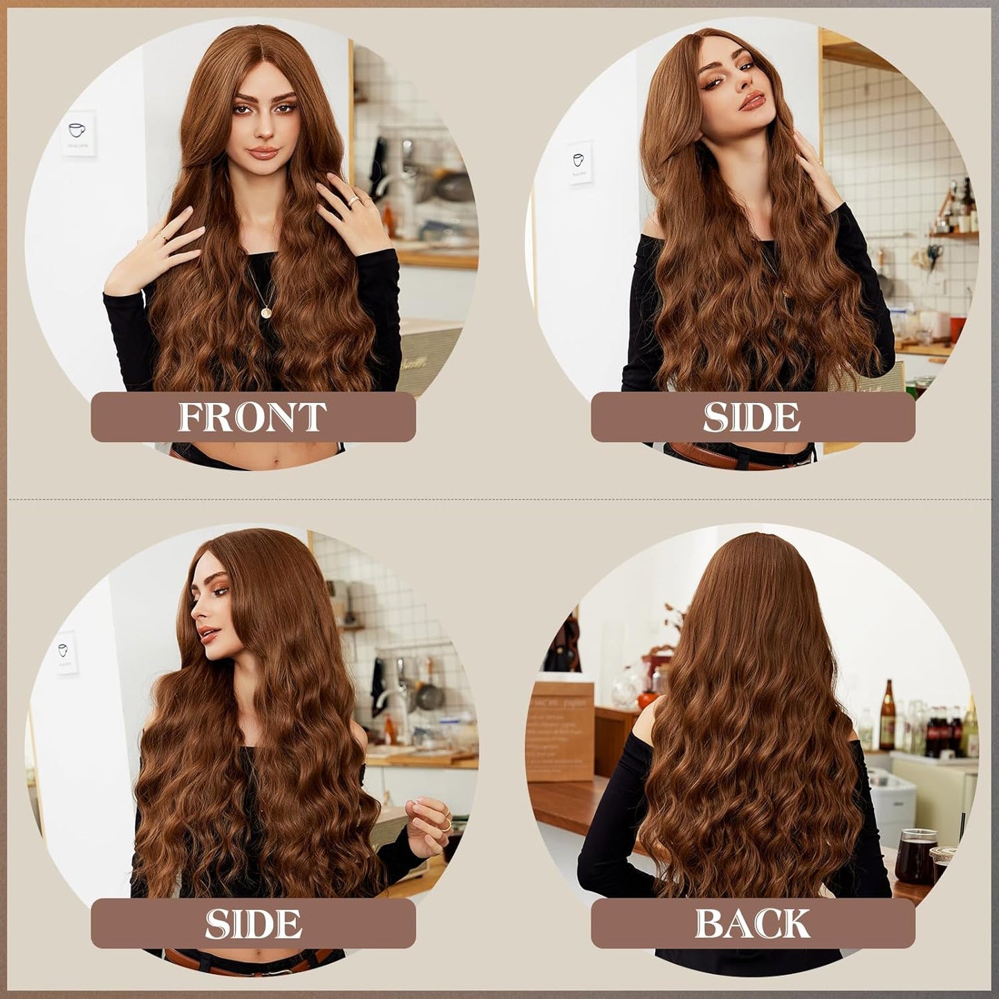 Coffee Brown Wig 5X2 HD Lace Front Wig 28 Inch Long Glueless Body Wave Wig for Black Women 180% Density Realistic Human Hair Curly Wigs with Baby Hair Transparent Lace Wig for Women