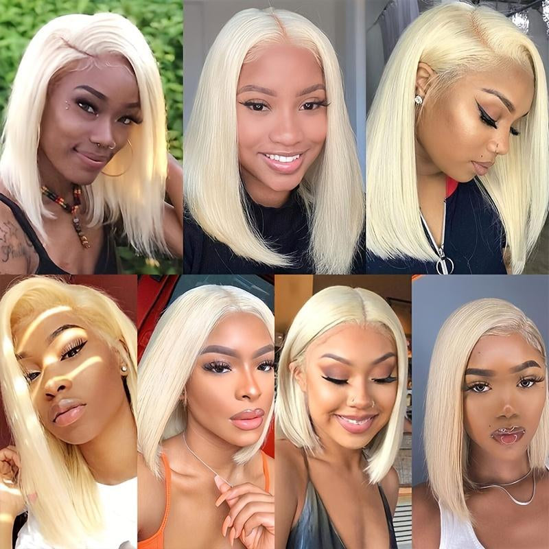4X4 Lace Closed Non-Toxic Wig, Synthetic Wig, Straight Wave Head, 10-Inch Non-Adhesive Lace Front Piece
