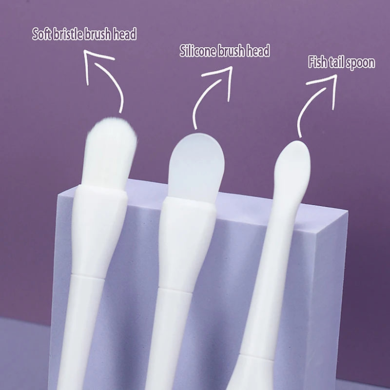 Double-Headed Silicone Facial Mask Brush Fishtail Mud Film Application Tool Skin Friendly Soft Face Glue Brush Makeup Care Tools