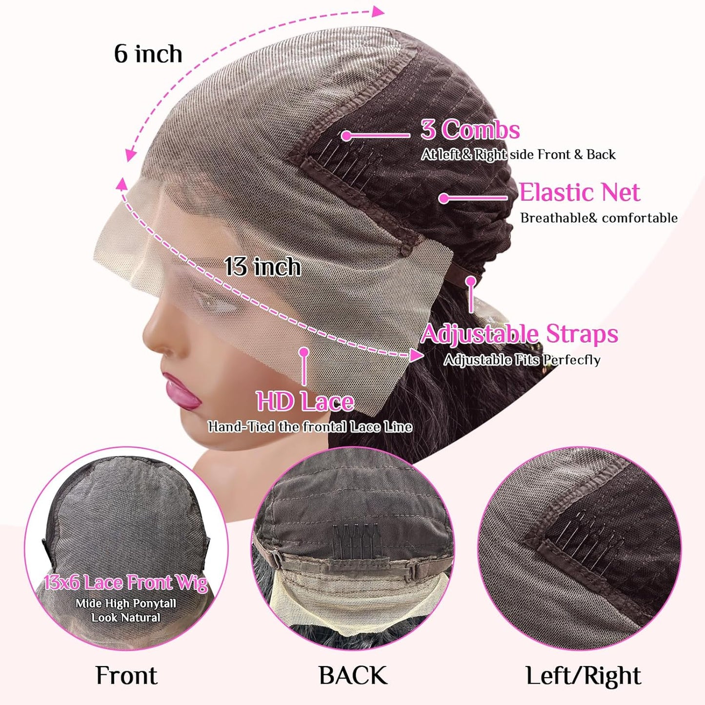 Lace Front Wigs Synthetic Glueless Wigs Pre Plucked 13X6 HD Lace Frontal Wigs Loose Curly Natural Hairline with Baby Hair for Women 14 Inch