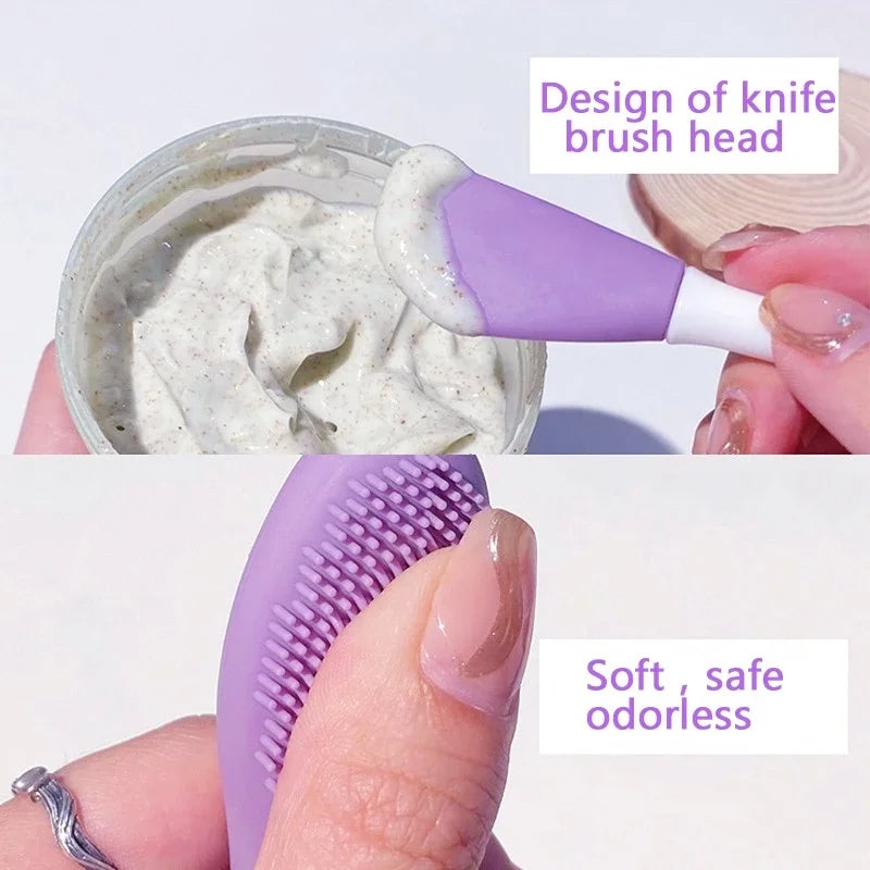 8/4/2pcs Silicone Face Mask Brush 2 in 1 Double-Head Manual Cleansing Brushes Facial Scrubber Mud Film Applicator Skin Care Tool