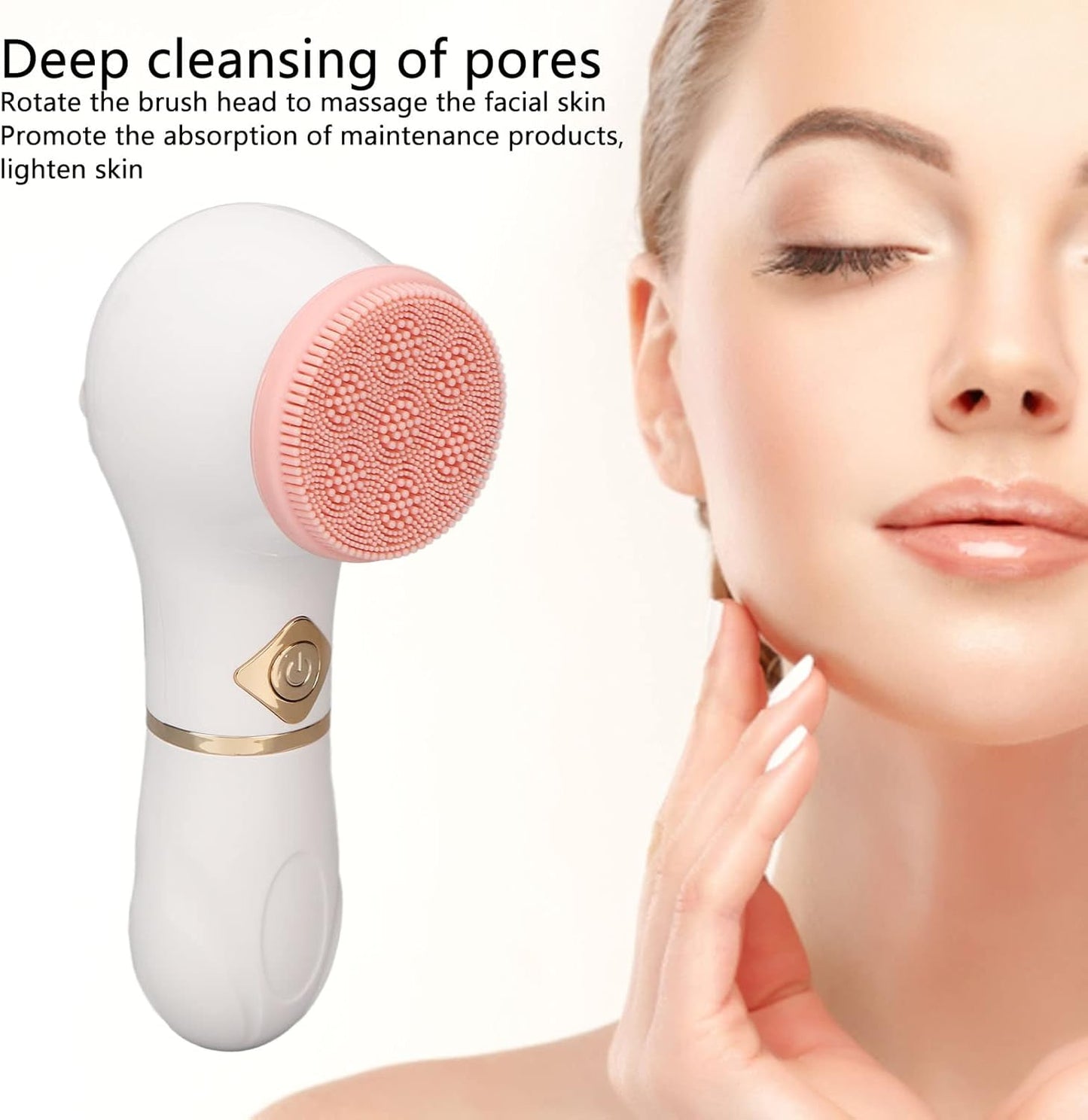 Facial Cleansing Brush with 3 Brush Head, Battery Operated Electric Facial Cleanser Brush Face Scrubber for Exfoliating, 6000RPM Rotating Speed, Skin Washer Gifts