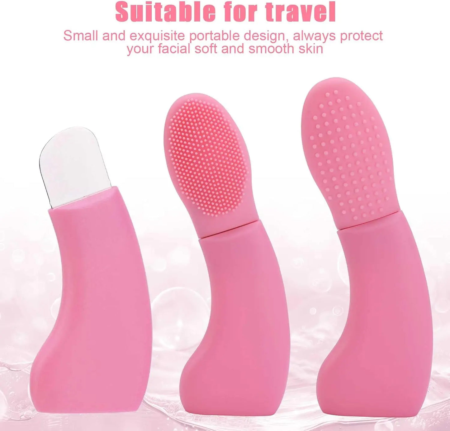 Facial Massage Therapy Set - Silicone Cleaning Brush, Stainless Steel Heart-shaped Cupping Tool, Mini Ice Facial Roller