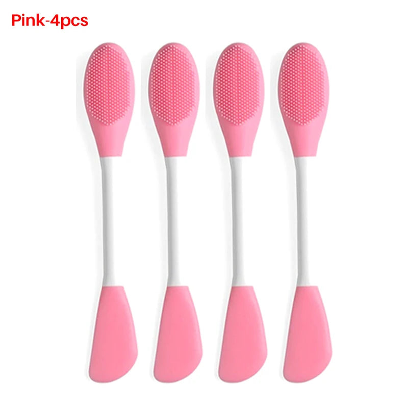 8/4/2pcs Silicone Face Mask Brush 2 in 1 Double-Head Manual Cleansing Brushes Facial Scrubber Mud Film Applicator Skin Care Tool