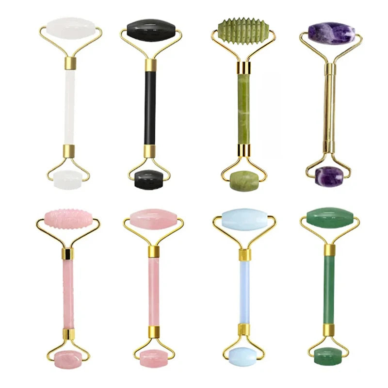 Natural Jade Roller Face Lifting Massager Jade Facial Massager Scrapers for Face Neck Back Body Anti-Wrinkle Skin Care Tool