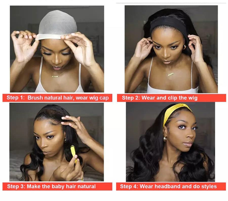Auburn Headband Wigs for Black Women Short Auburn Wavy Natural Hairline Bob Shoulder Length Synthetic Curly Daily Glueness Wigs(14Inch 350#)