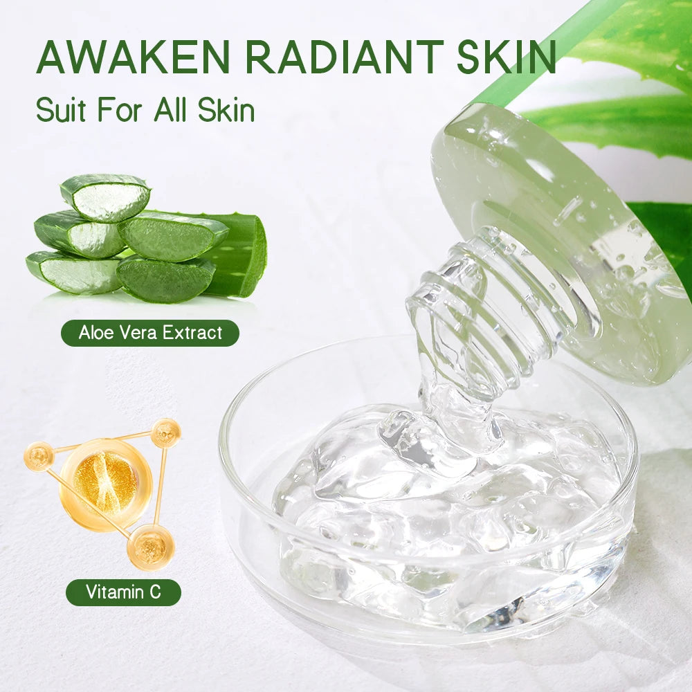 300g Aloe Vera Gel Daily Skin Care Hydration Moisturizing Lightening Sun After Soothing with Vitamin C Even Skin Tone Face Cream