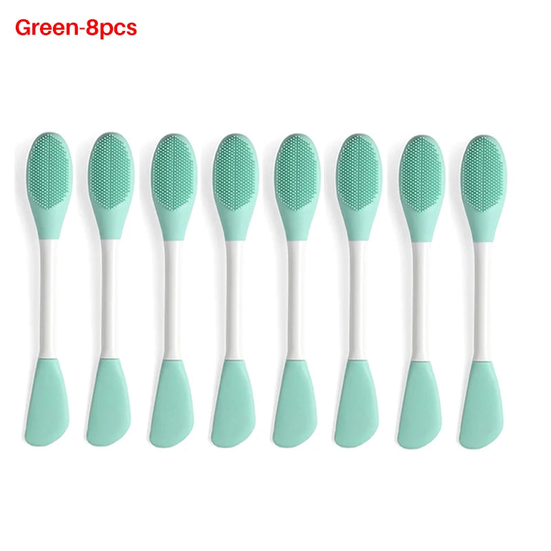 8/4/2pcs Silicone Face Mask Brush 2 in 1 Double-Head Manual Cleansing Brushes Facial Scrubber Mud Film Applicator Skin Care Tool