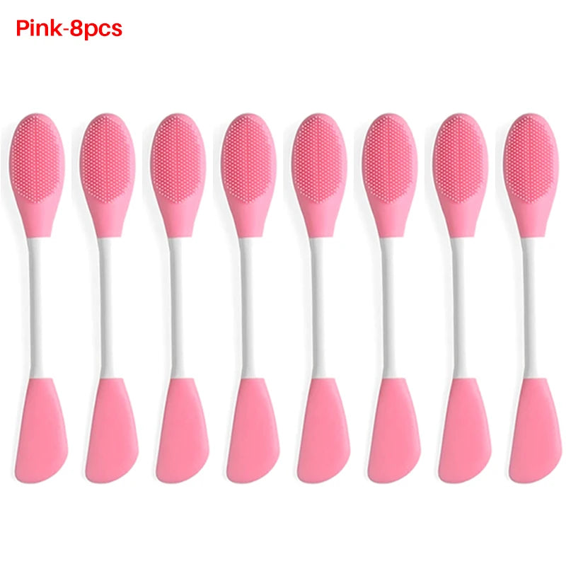 8/4/2pcs Silicone Face Mask Brush 2 in 1 Double-Head Manual Cleansing Brushes Facial Scrubber Mud Film Applicator Skin Care Tool