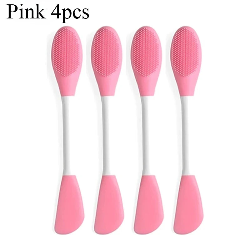 8/4/2pcs Face Brush Set Silicone Facial Mask Applicator Double-head Lotion Spatula Blackhead Face Lip Exfoliator Skin Care Tools