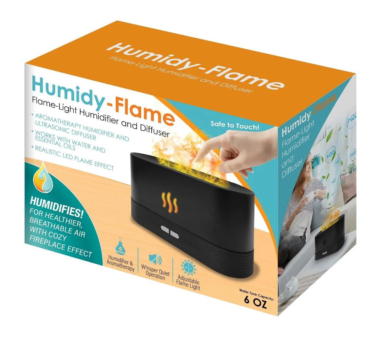 Humidy Flame Designer Home Humidifier and Diffuser with Flame-Light LED Effect
