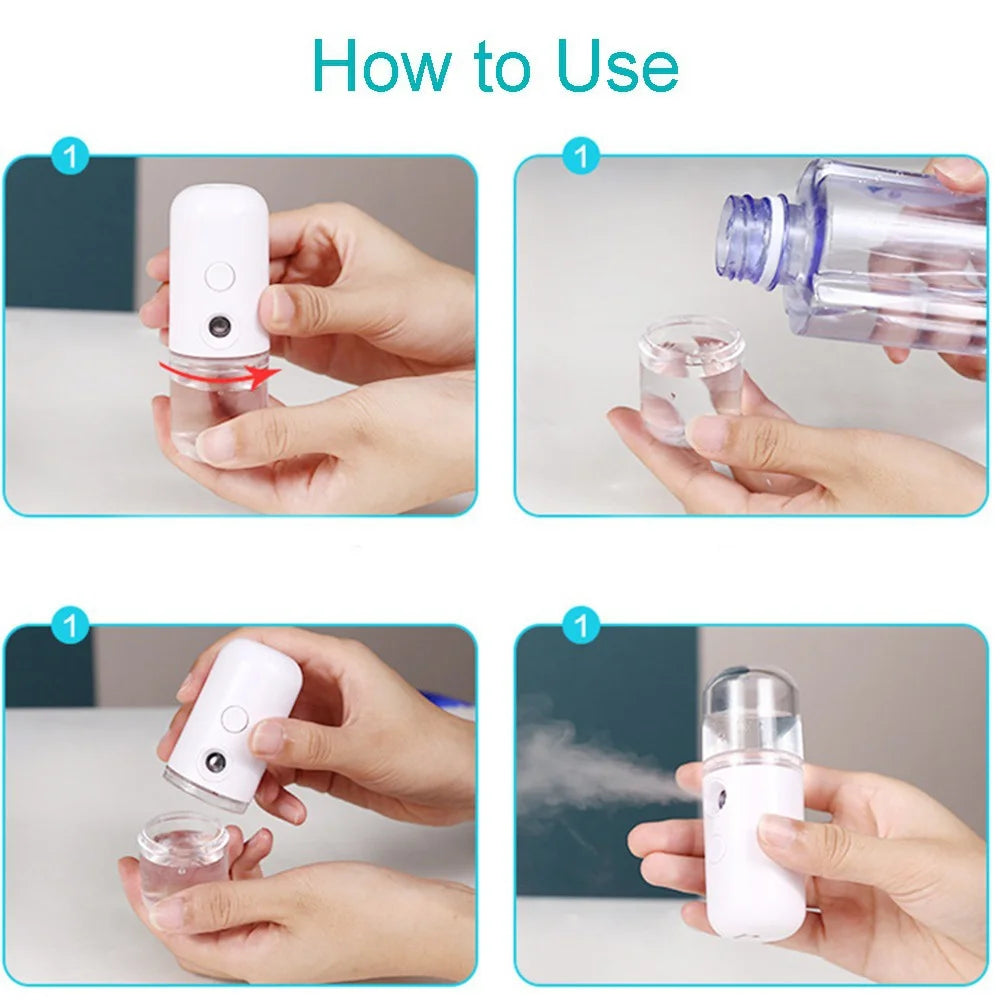 30ML Nano Facial Mist Sprayer USB Portable Mini Face Steamer Humidifier for Beauty Skin Care Hydration Home Facial Sauna Machine