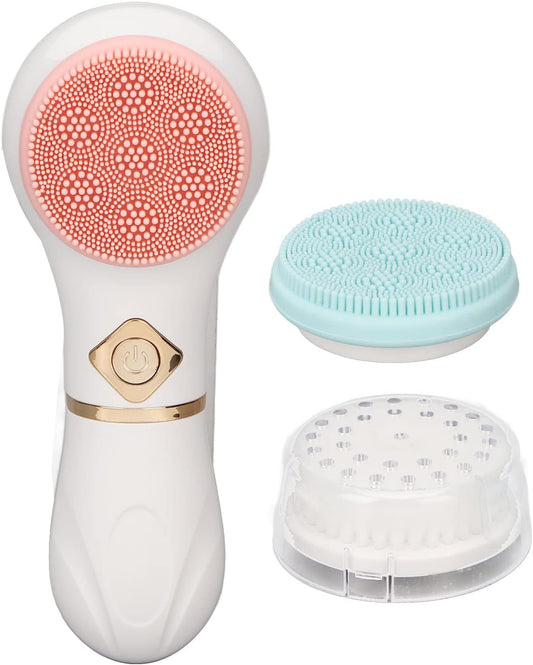 Facial Cleansing Brush with 3 Brush Head, Battery Operated Electric Facial Cleanser Brush Face Scrubber for Exfoliating, 6000RPM Rotating Speed, Skin Washer Gifts