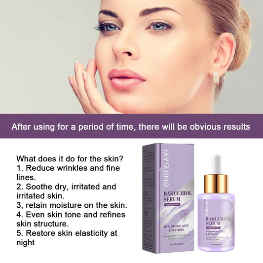 Bakuchiol Facial Rejuvenation Serum Anti Wrinkle Fade Fine Lines Firming Skin Elasticity Improve Radiance Face Hydrating Essence
