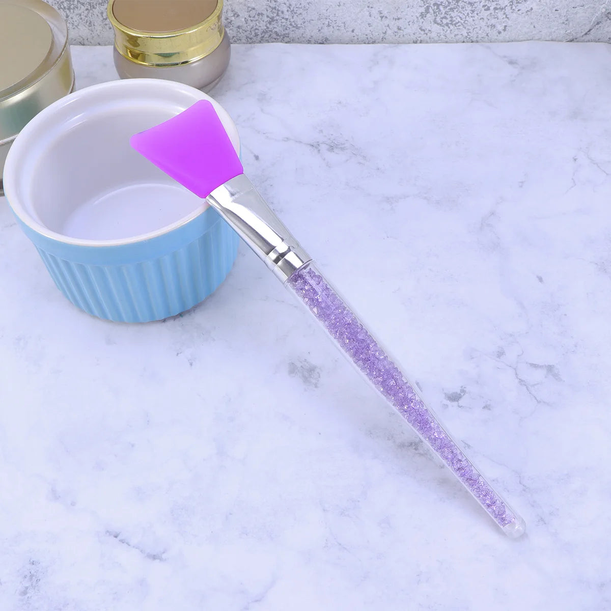 Water Drill Rod Silicone Face Mask Brush Clear Handle For Skincare Serum Peel Application Home Use Facial Mask Applicator Tool