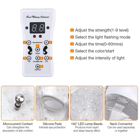 7 Color LED Light Therapy Facial Mask with Neck Care Skin Rejuvenation Anti-Aging Beauty Device for Home Facial Treatment