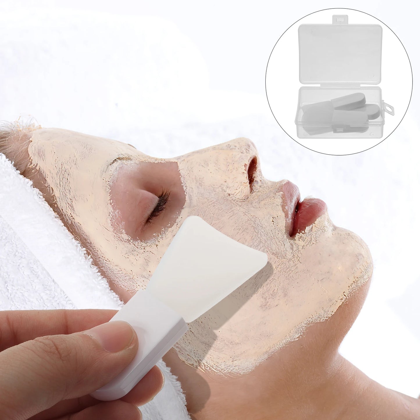 1 set 1 Set Silicone Face Mask Applicator Brush With Box Portable Mini Reusable Spatula Home Use Skincare Set