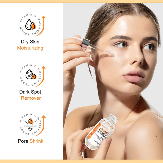 JoyPretty Vitamin C for Face Cream Whitening Dark Spots Removal Shrink Pore Serum Moisturizing Lighten Facial Skin Care Products